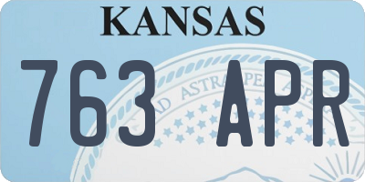 KS license plate 763APR