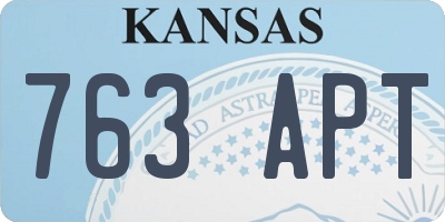 KS license plate 763APT