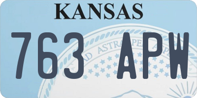 KS license plate 763APW