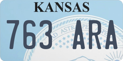 KS license plate 763ARA