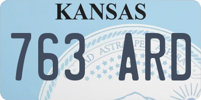 KS license plate 763ARD