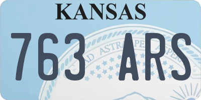 KS license plate 763ARS
