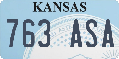 KS license plate 763ASA