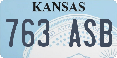 KS license plate 763ASB