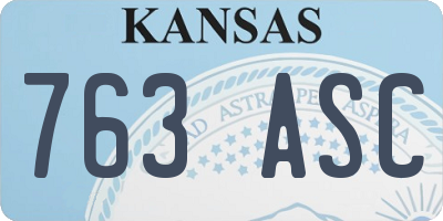 KS license plate 763ASC