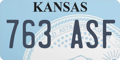 KS license plate 763ASF