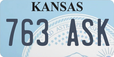 KS license plate 763ASK