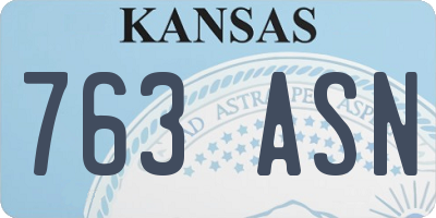 KS license plate 763ASN
