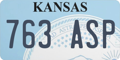 KS license plate 763ASP