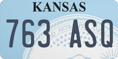 KS license plate 763ASQ