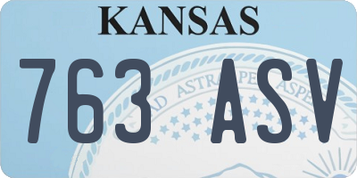 KS license plate 763ASV