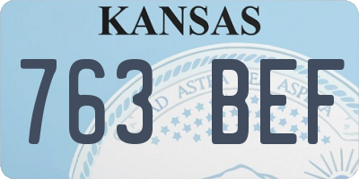 KS license plate 763BEF