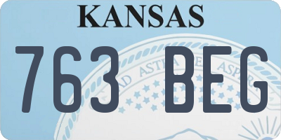 KS license plate 763BEG