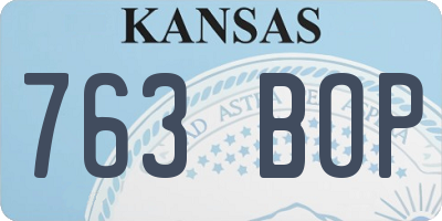 KS license plate 763BOP