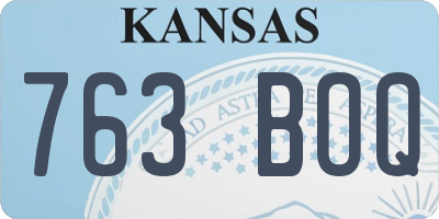 KS license plate 763BOQ