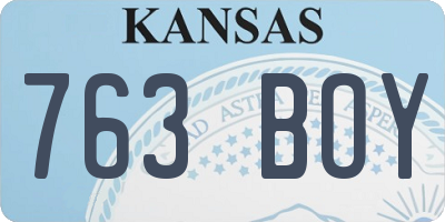 KS license plate 763BOY