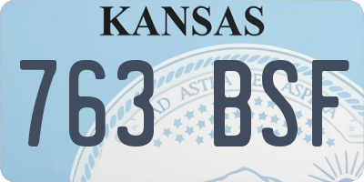 KS license plate 763BSF