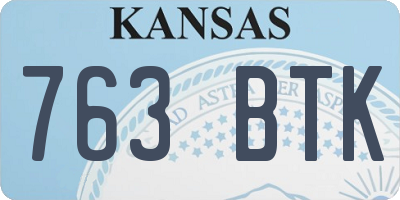 KS license plate 763BTK