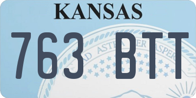 KS license plate 763BTT