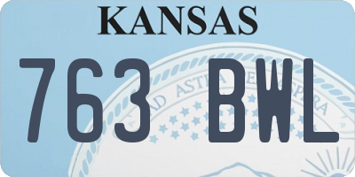 KS license plate 763BWL