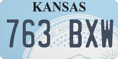 KS license plate 763BXW