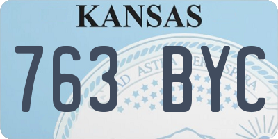 KS license plate 763BYC