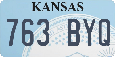 KS license plate 763BYQ