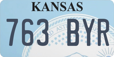 KS license plate 763BYR