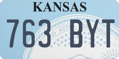 KS license plate 763BYT