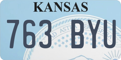 KS license plate 763BYU