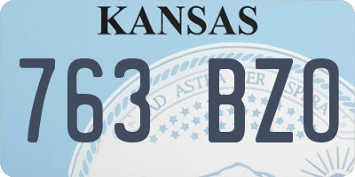 KS license plate 763BZO