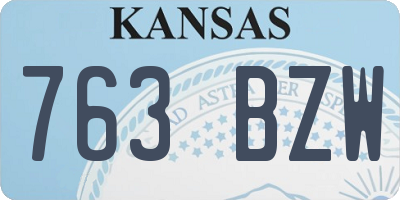 KS license plate 763BZW