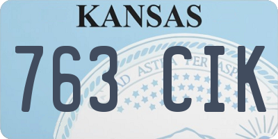 KS license plate 763CIK