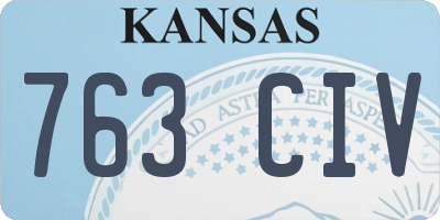 KS license plate 763CIV