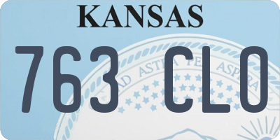 KS license plate 763CLO