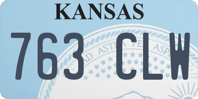 KS license plate 763CLW