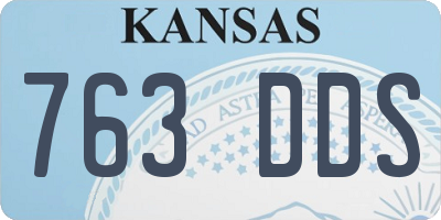 KS license plate 763DDS