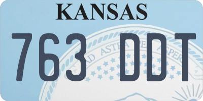 KS license plate 763DDT