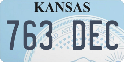 KS license plate 763DEC