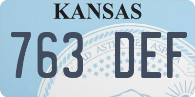 KS license plate 763DEF
