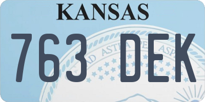 KS license plate 763DEK