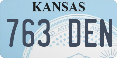 KS license plate 763DEN