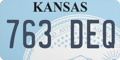 KS license plate 763DEQ
