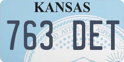 KS license plate 763DET