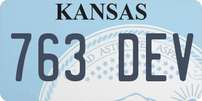 KS license plate 763DEV