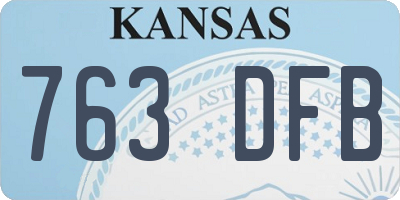 KS license plate 763DFB