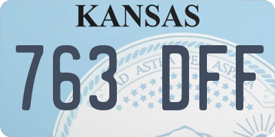 KS license plate 763DFF