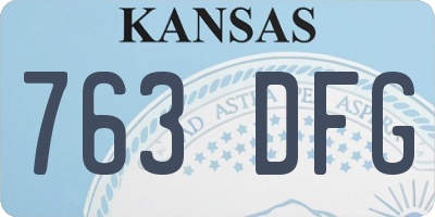 KS license plate 763DFG