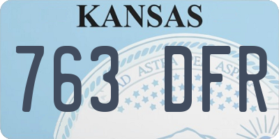 KS license plate 763DFR