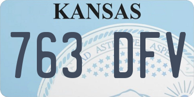 KS license plate 763DFV